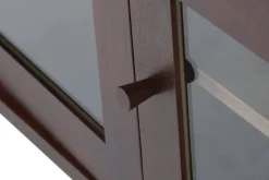 Mueble TV de MDF con Puertas de Cristal Marrón Oscuro MB-224129