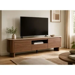 Mueble TV de Nogal con Piedra Sinterizada EZEKIEL 0747347