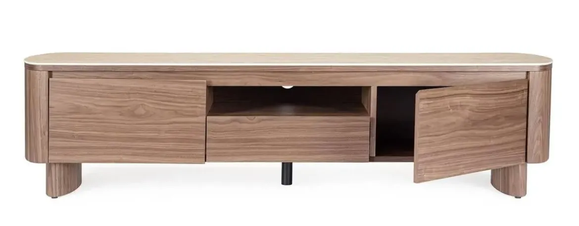 Mueble TV de Nogal con Piedra Sinterizada EZEKIEL 0747347