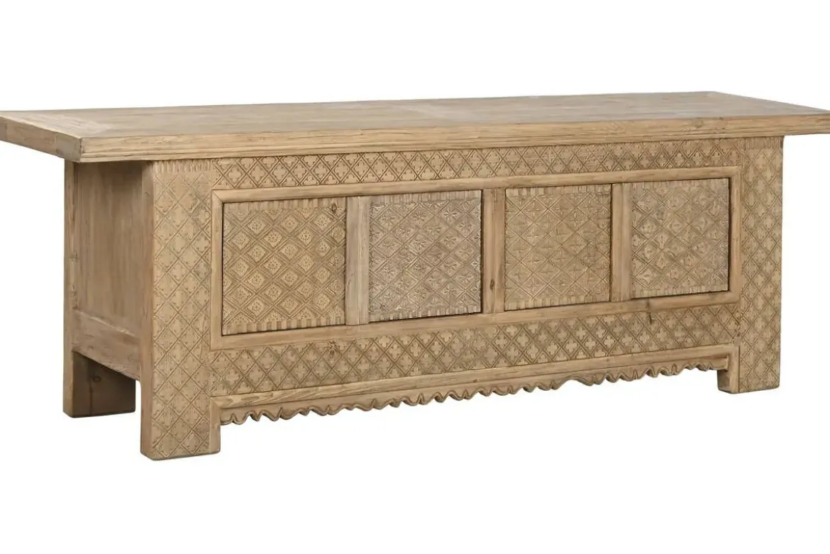 Mueble TV de Olmo Macizo Tallado Natural MB-219980