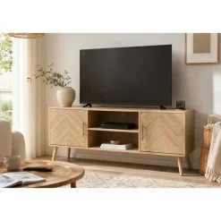 Mueble TV de Paulownia con 2 Puertas Acabado Natural MB-212894