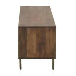 Mueble TV de 3 puertas de madera de mango natural con patas doradas GABAR 10706