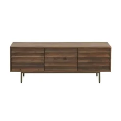 Mueble TV de 3 puertas de madera de mango natural con patas doradas GABAR 10706