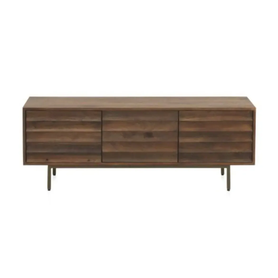 Mueble TV de 3 puertas de madera de mango natural con patas doradas GABAR 10706