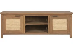 Mueble TV de Teca Reciclada Color Marrón con Ratán MB-221777