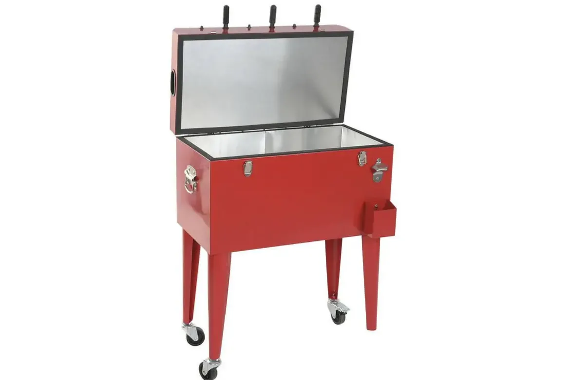 Nevera Metálica con Ruedas Diseño Futbolín Roja MB-224497
