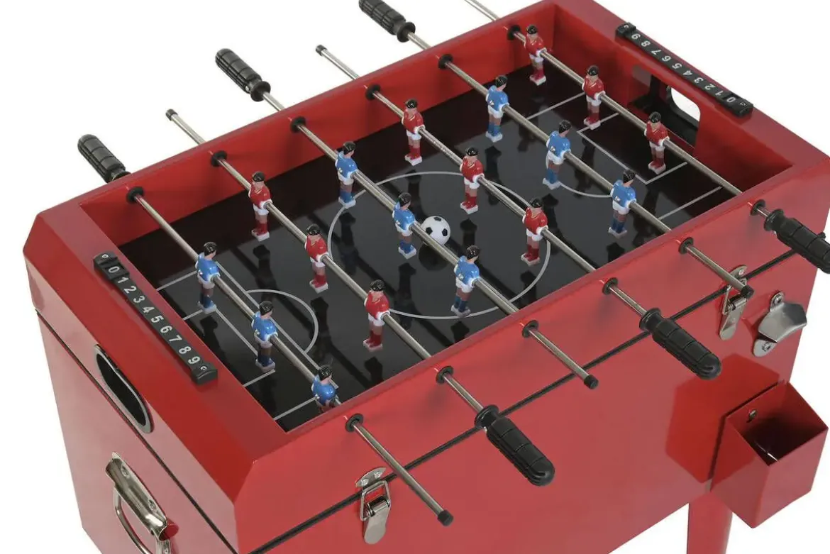 Nevera Metálica con Ruedas Diseño Futbolín Roja MB-224497