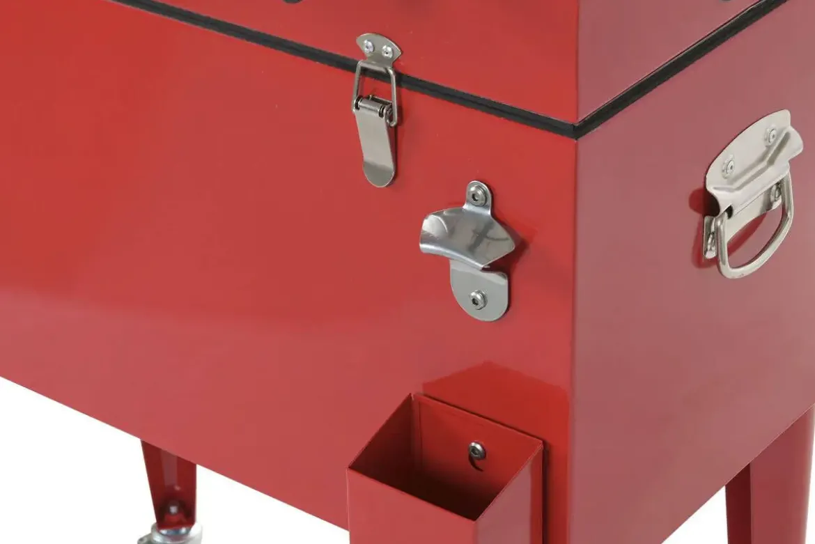 Nevera Metálica con Ruedas Diseño Futbolín Roja MB-224497