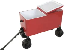 Nevera Portátil Metálica con Ruedas Todoterreno Roja MB-224498