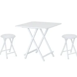 Pack de Cocina con Mesa Plegable Blanca y 2 Taburetes 311938