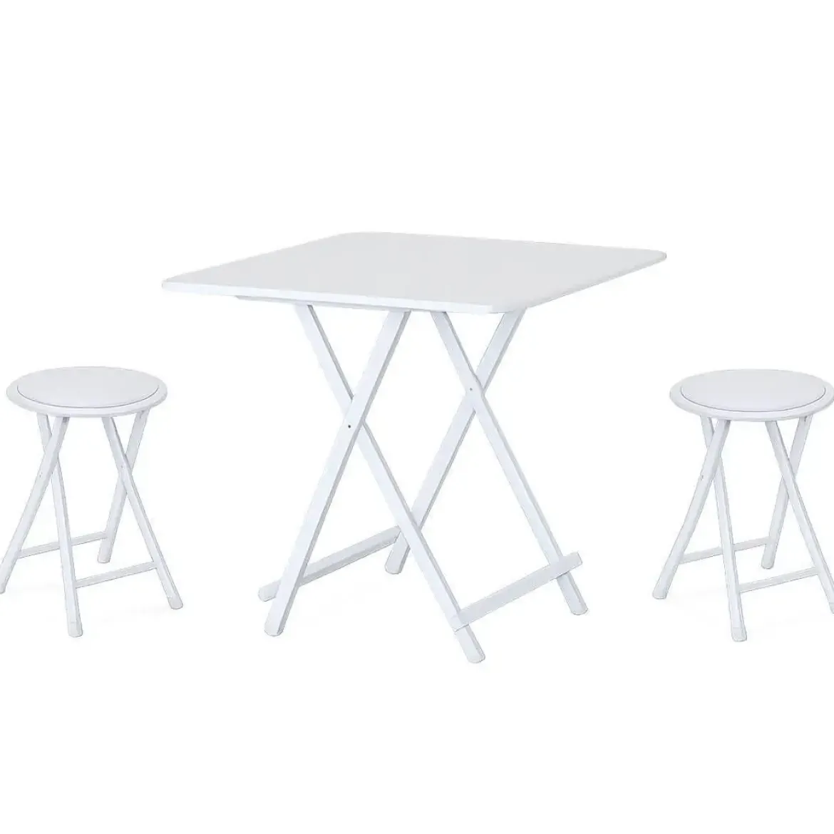 Pack de Cocina con Mesa Plegable Blanca y 2 Taburetes 311938
