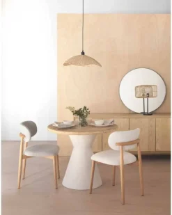 Pack de 4 Sillones de 46 cm Madera-Chenilla Beige GABAR 11335