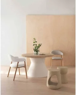 Pack de 4 Sillones de Madera-Chenilla Beige GABAR 11331