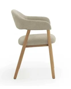 Pack de 4 Sillones de Madera-Chenilla Beige GABAR 11331