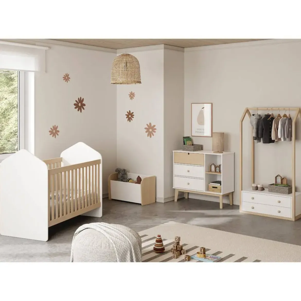 Perchero Infantil con Cajones de color Blanco ESTEBAN