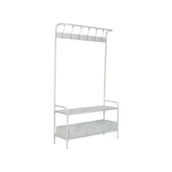 Perchero Recibidor de Metal Color Blanco con Almacenamiento MB-212460