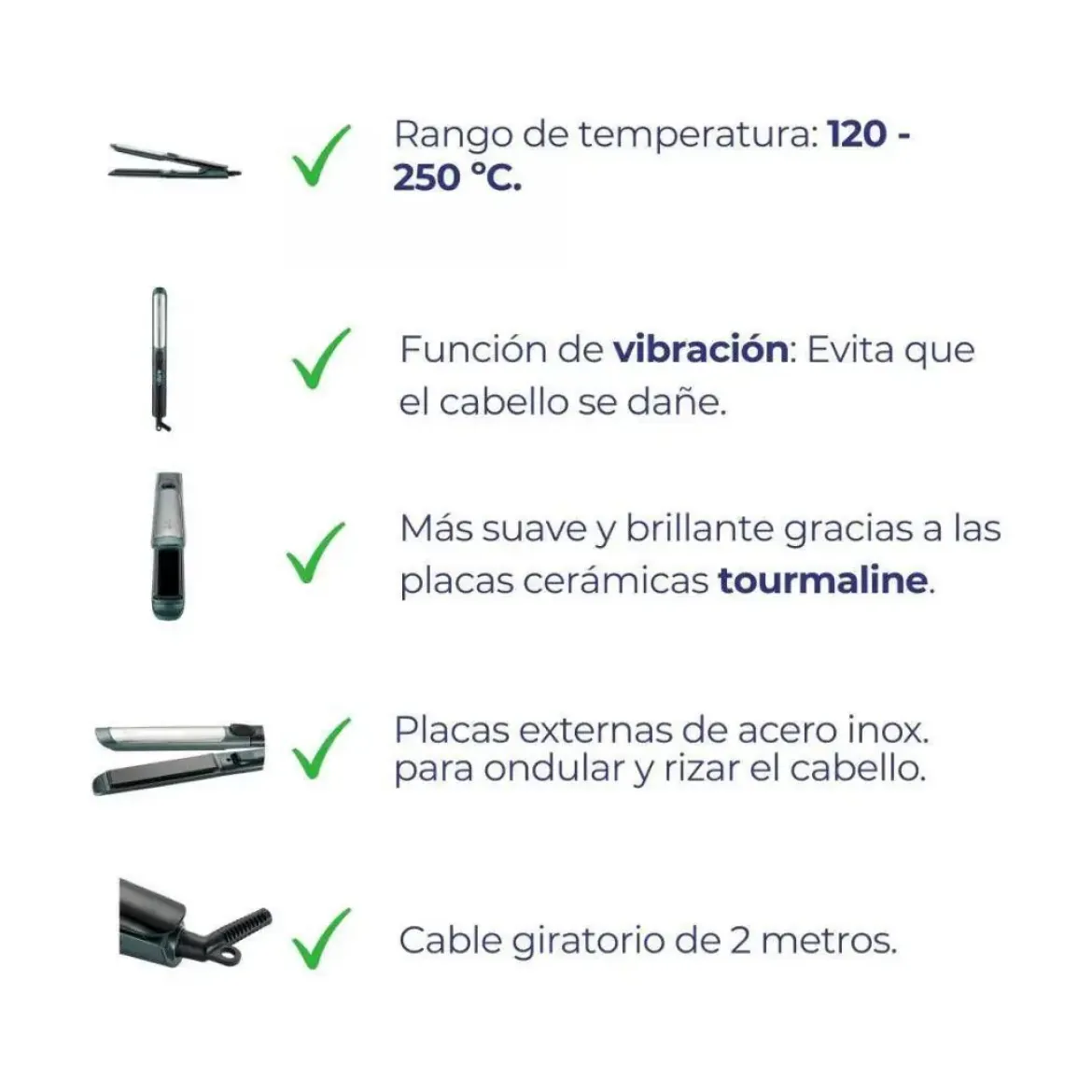 Plancha de Pelo Iónica Cerámica Tourmaline JATA JBPP1503