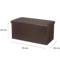 Puf Arcón Plegable de Polipiel en Chocolate 76x38 cm