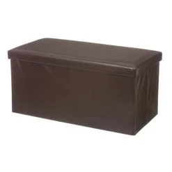 Puf Arcón Plegable de Polipiel en Chocolate 76x38 cm