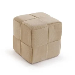 Puf Cuadrado Algodón-MDF Crema CORDUROY 22670001