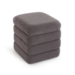 Puf Cuadrado Baúl Algodón-MDF Gris TEDDY 22670007