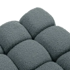 Puf Cuadrado Tapizado en Borreguito Gris HARNETT 42 cm 22640023