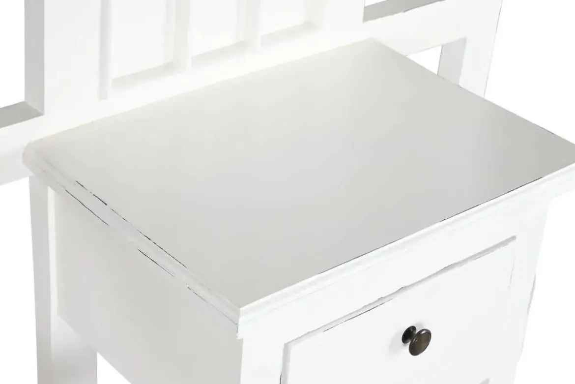 Recibidor de Madera Caobilla con Espejo Blanco Roto MB-211292