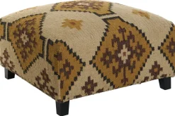 Reposapiés Tapizado en Lana con Patas de Madera KILIM MB-216490