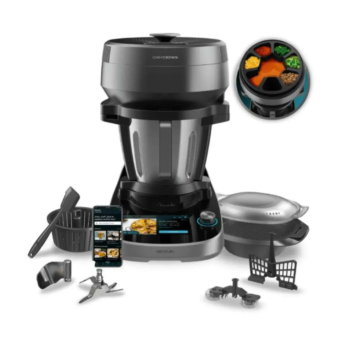 Robot de Cocina Multifunción 1700 W 45 Funciones con Cesto para Hervir Mambo CooKing Victory CECOTEC 04700