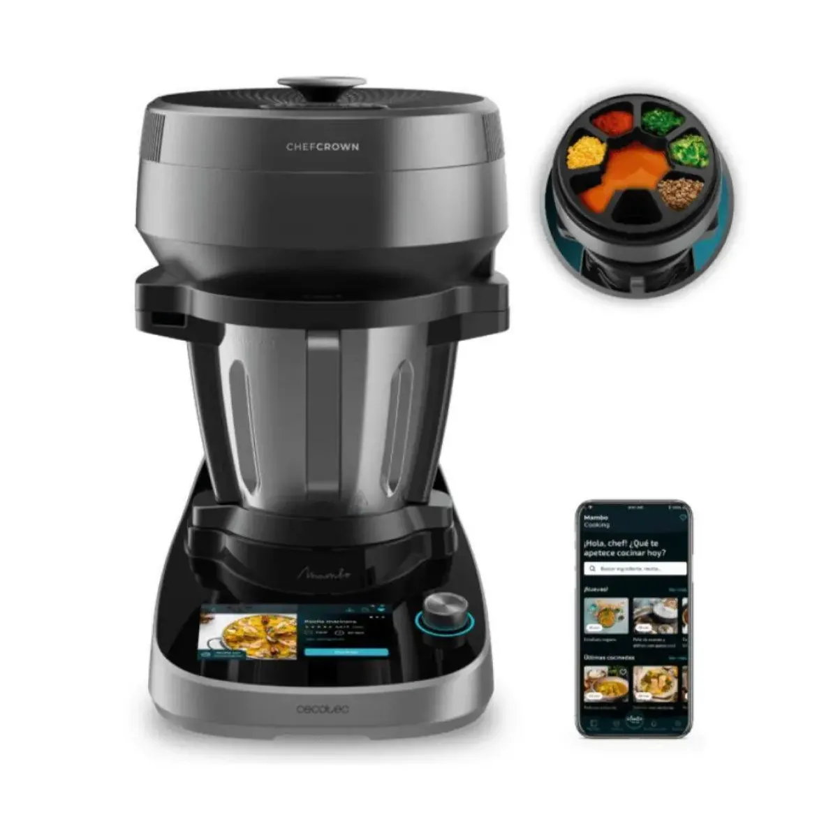 Robot de Cocina Multifunción 1700 W 45 Funciones con Cesto para Hervir Mambo CooKing Victory CECOTEC 04700