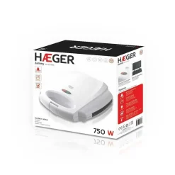 Sandwichera Grill Panini Haeger Zammy 2 Cavidades 750W Blanca SM75G004A