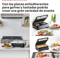 Sandwichera Grill y Gofrera 800W Placas Extraíbles BRAUN SM5006