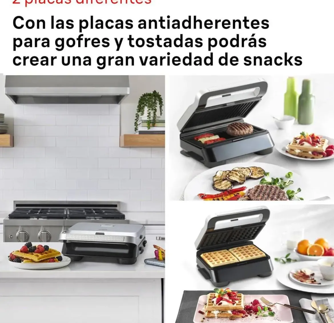 Sandwichera Grill y Gofrera 800W Placas Extraíbles BRAUN SM5006