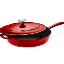 Sartén de Hierro Fundido Esmaltado de 30 cm con Tapa Roja 31700209