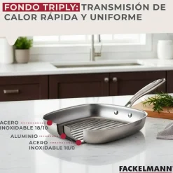Sartén Grill 28 cm Acero Inoxidable Triply VITA3 66267