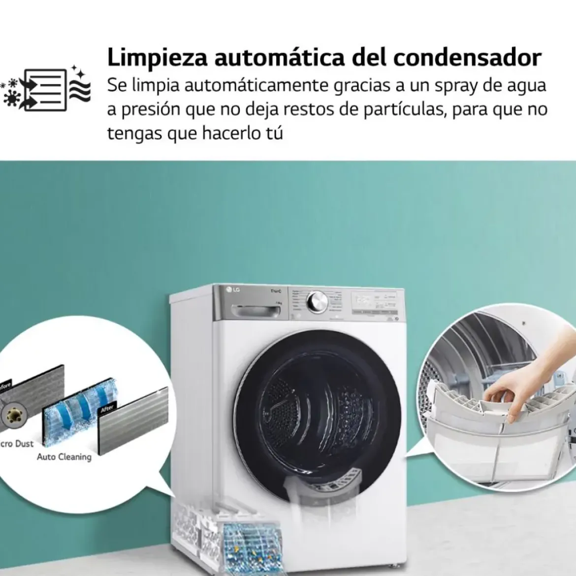 Secadora LG 9 kg Bomba Calor A++ Cristal RH90V5AV6N