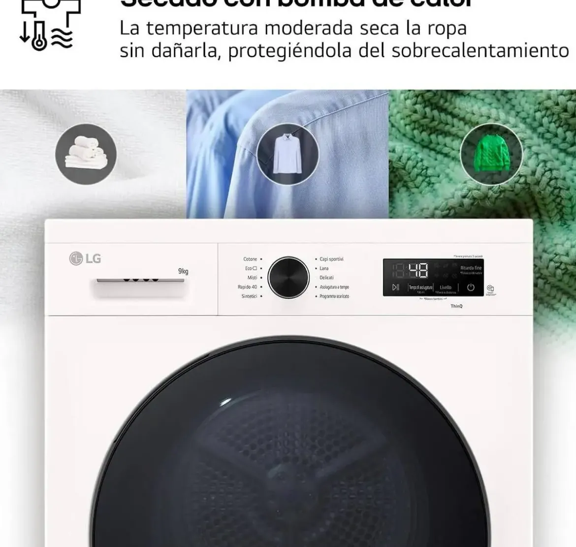 Secadora LG 9 kg con Bomba de Calor y Wi-Fi ThinQ RHX1009NWB