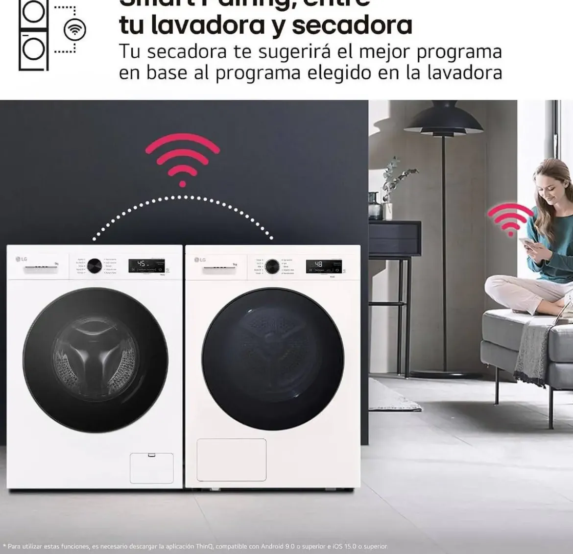 Secadora LG 9 kg con Bomba de Calor y Wi-Fi ThinQ RHX1009NWB