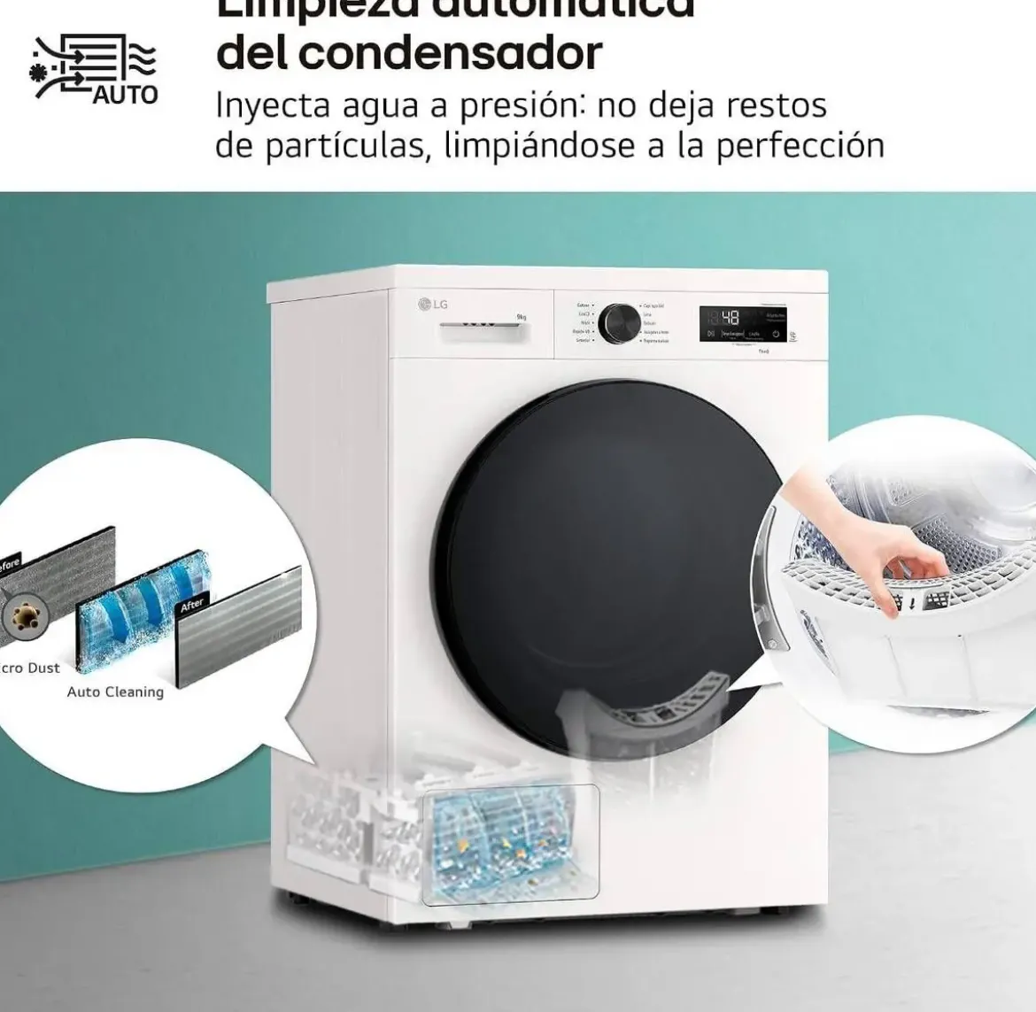 Secadora LG 9 kg con Bomba de Calor y Wi-Fi ThinQ RHX1009NWB