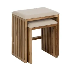 Set 2 Banquetas Altas de Madera de Teca Natural Reciclada 614742