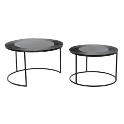 Set de 2 Mesas Auxiliares de Metal Color Negro MB-207540