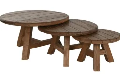 Set de 3 Mesas de Centro Redonda en Teca Reciclada MB-217308