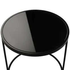 Set de 2 Mesillas Nido Negras de Cristal 18790785