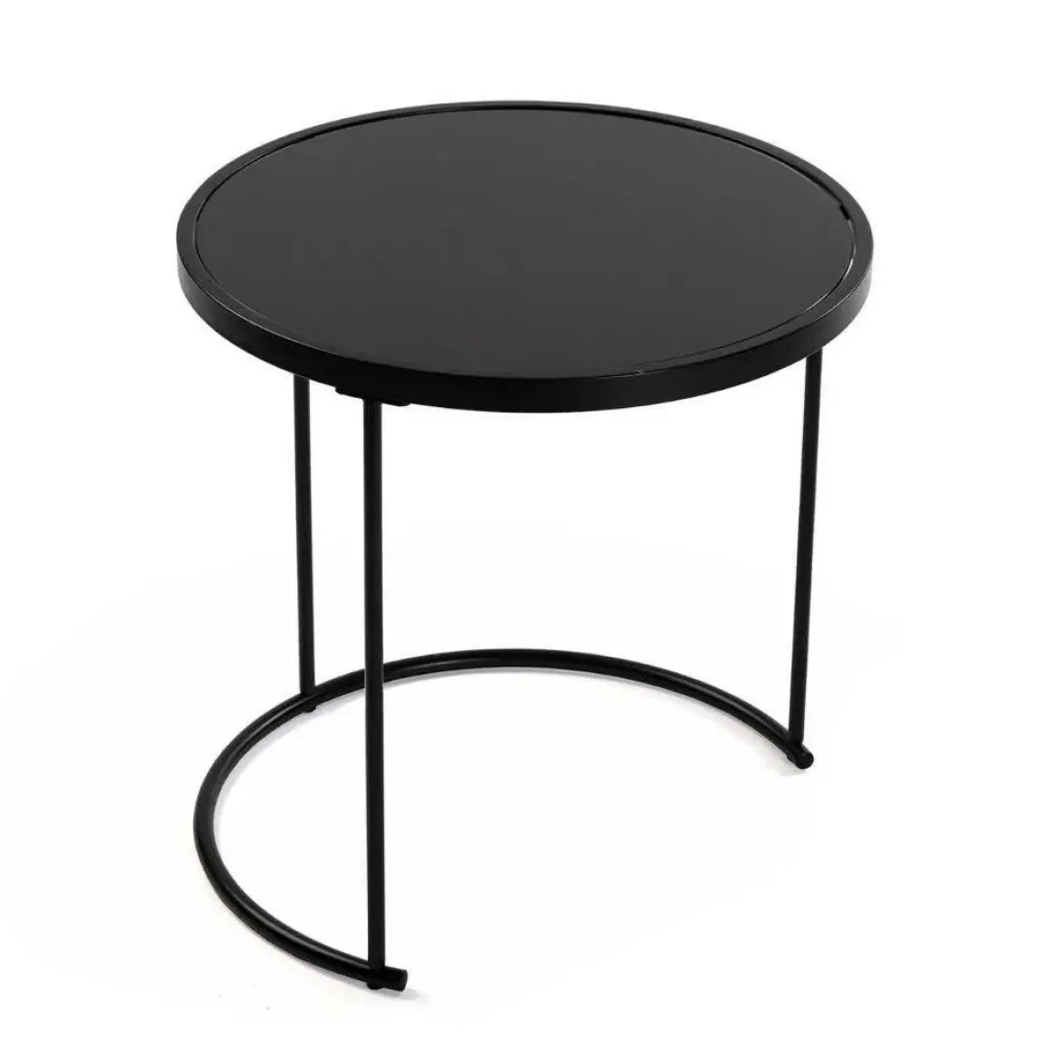 Set de 2 Mesillas Nido Negras de Cristal 18790785
