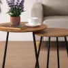 Set de 2 Mesitas Auxiliares de superfie de Madera MDF y Patas de Metal Negras 20880115