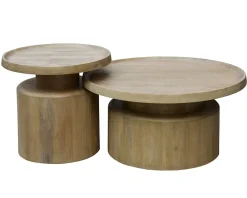 Set 2 Mesas Nido de Madera de Mango Redonda MB-228040