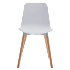 Silla Blanca de Polipropileno con Patas de Madera MIRIAM