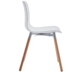 Silla Blanca de Polipropileno con Patas de Madera MIRIAM