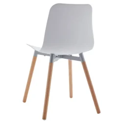 Silla Blanca de Polipropileno con Patas de Madera MIRIAM