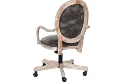Silla con ruedas madera de abeto y PU marrón oscuro ergonómica MB-203408